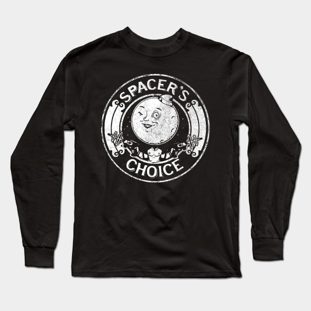 Spacer Choice Distressed White Logo Long Sleeve T-Shirt by donaldapples